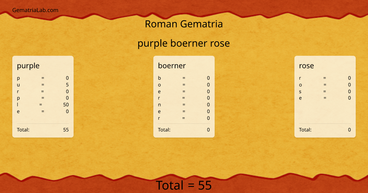 purple boerner rose in roman Gematria
